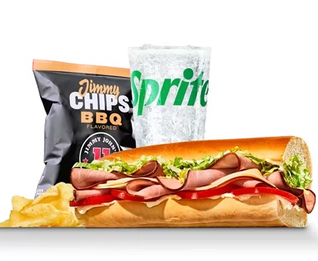 Original Combo from Jimmy John's meal bundles, sub with chips and Sprite, $10.69-$10.99, classic fast-food set.