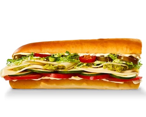 #6 The Veggie from Jimmy John's meal lineup, veggie-packed hoagie, 570-670 cal (regular), $9.19-$11.73, fresh vegetarian choice.